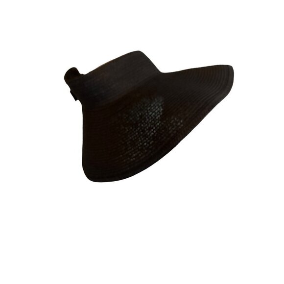 Shade & Shore Black Woven Open Top Sun Hat Snap Adjustment - Picture 1 of 7